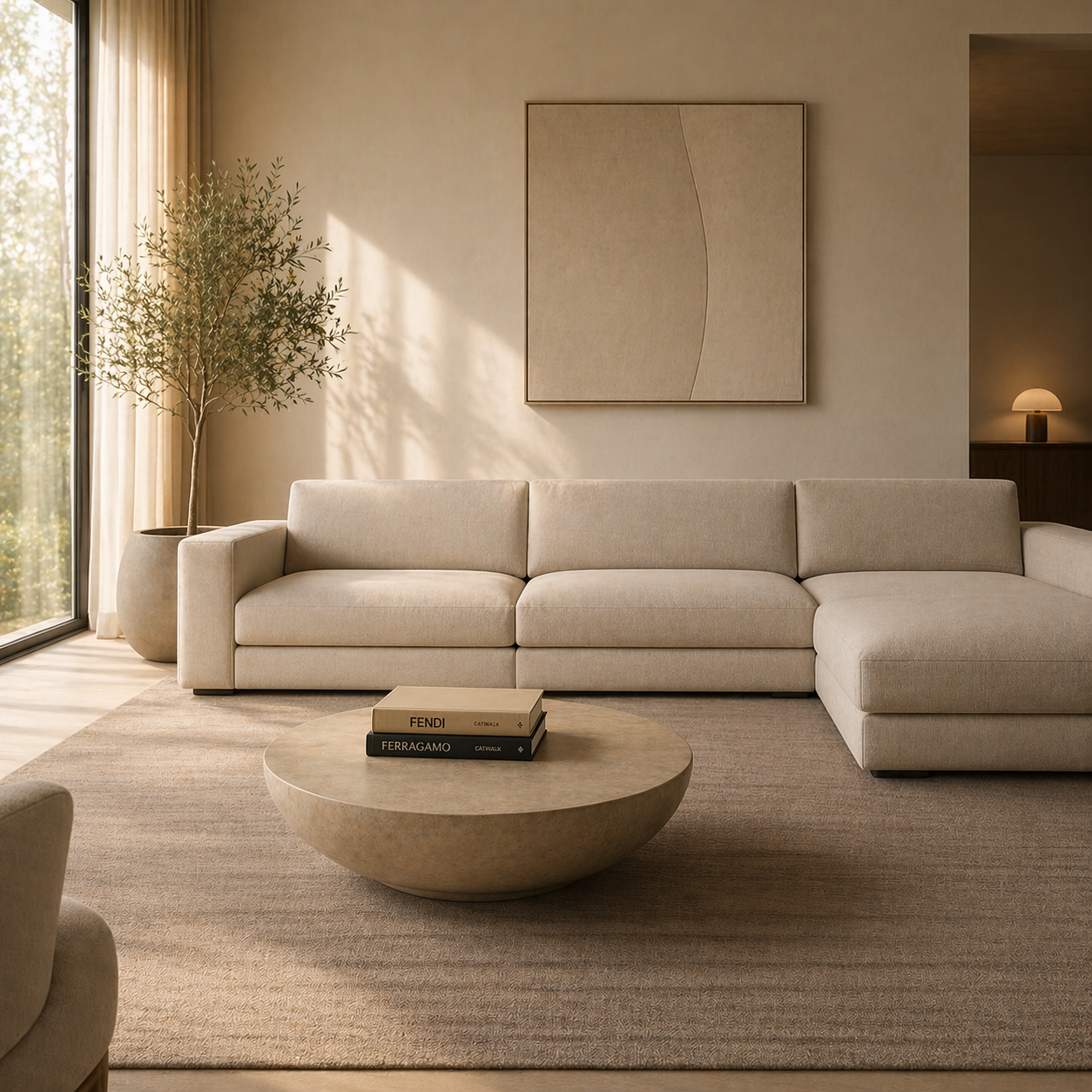 Anatoli Yellow & Beige Textured Rug