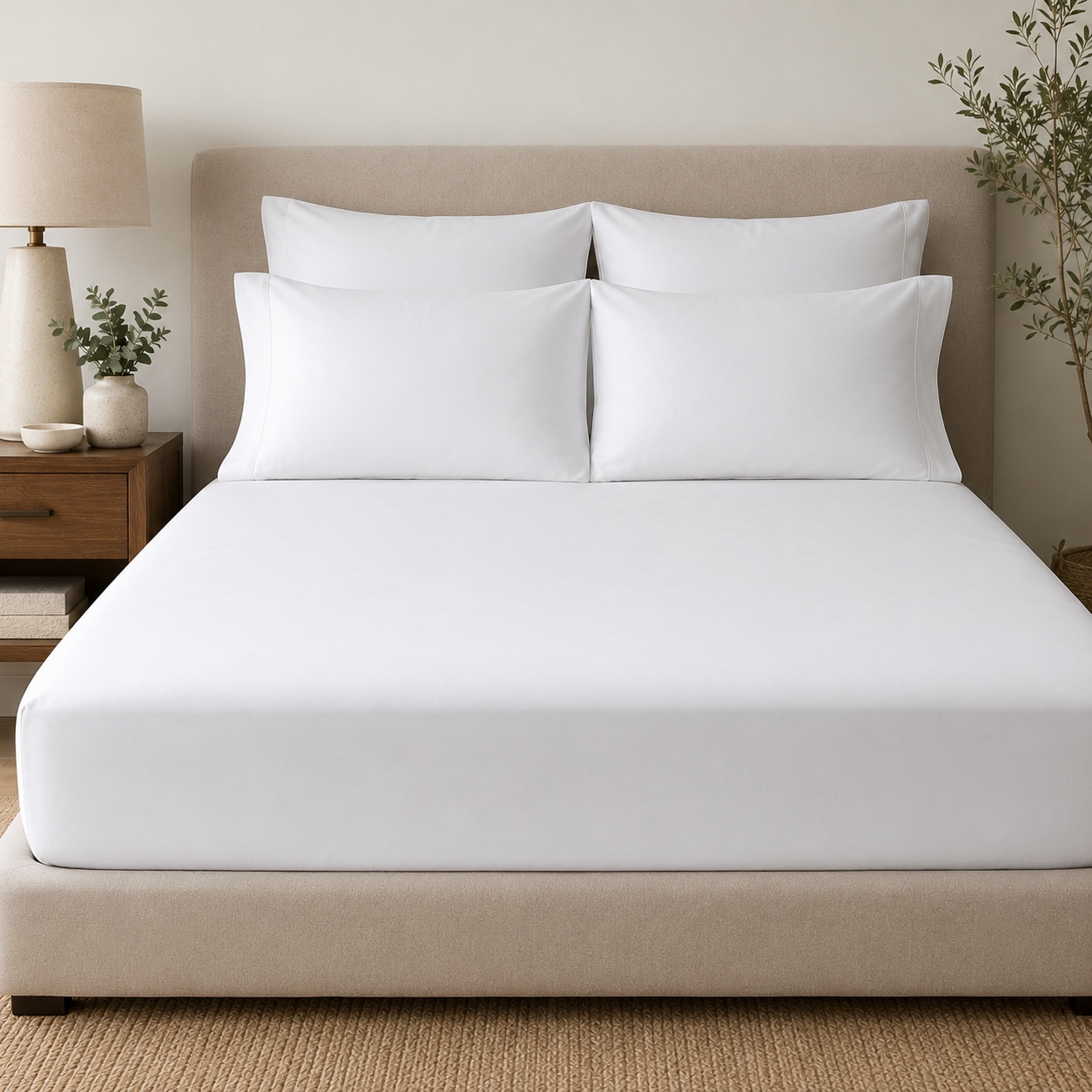 Egyptian Cotton Fitted Sheet White 400 Thread Count